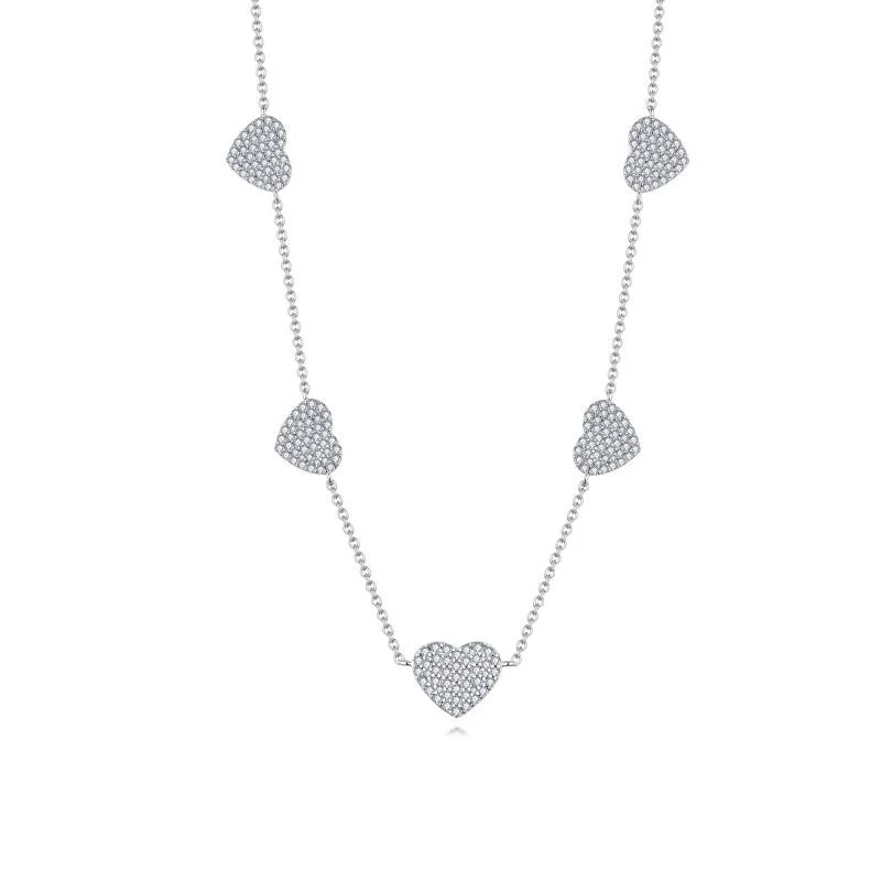 HEART MOISSANITE CHAIN NECKLACE IN STERLING SILVER - Image 5