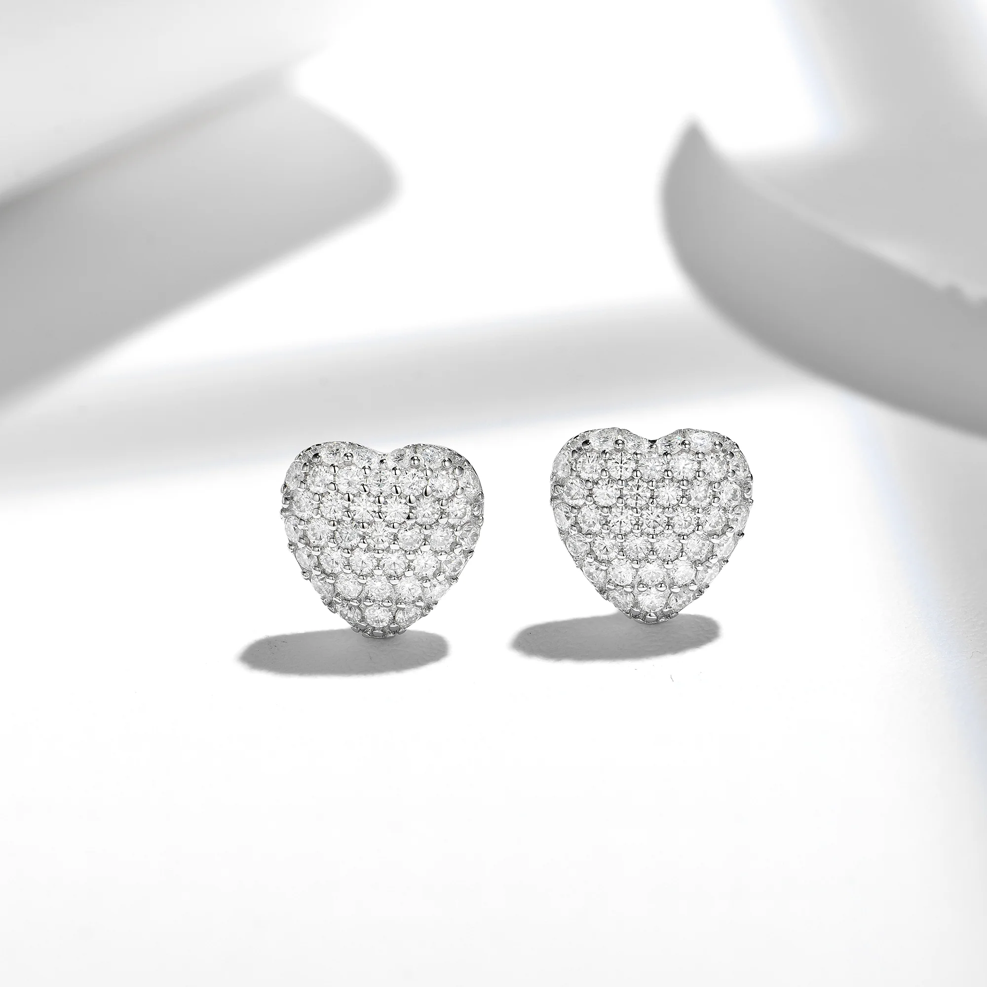 HEART MOISSANITE DANGLE DROP EARRINGS IN STERLING SILVER - Image 3