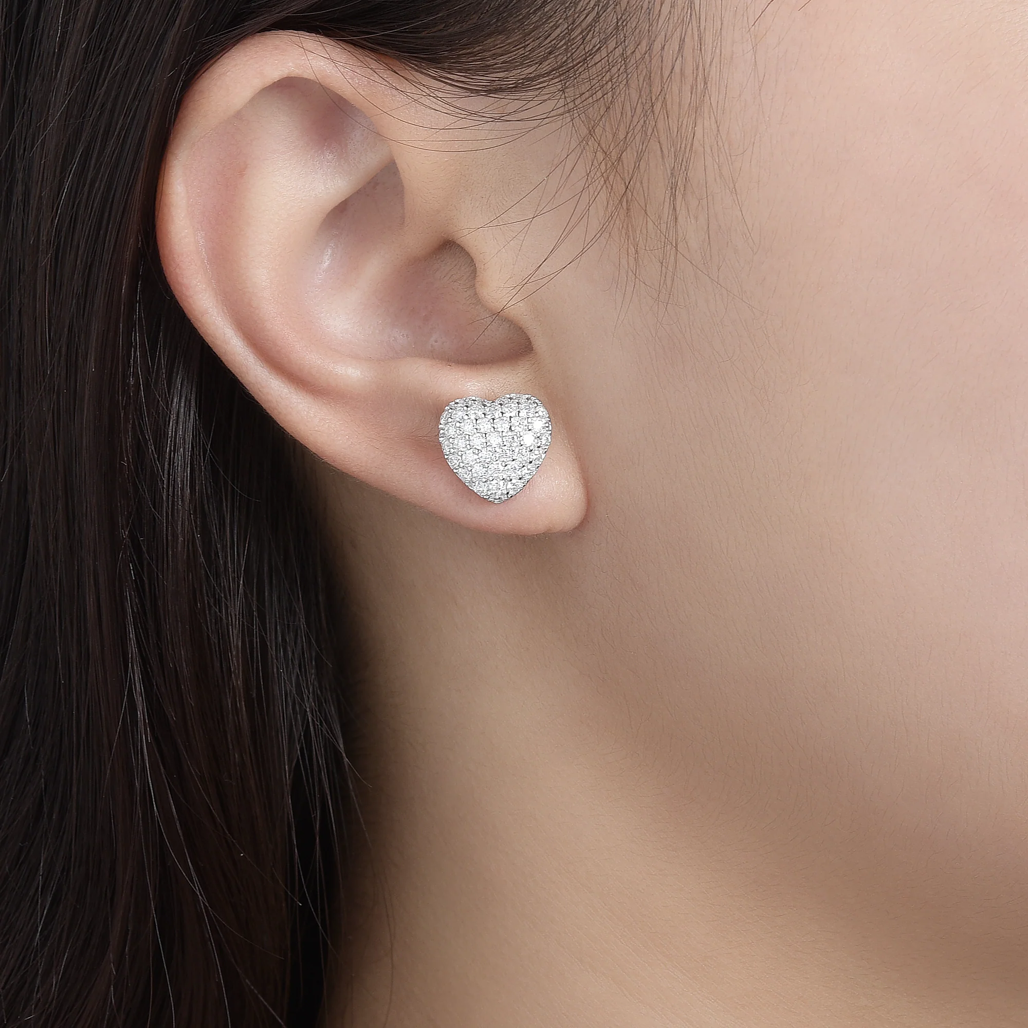 HEART MOISSANITE DANGLE DROP EARRINGS IN STERLING SILVER - Image 4
