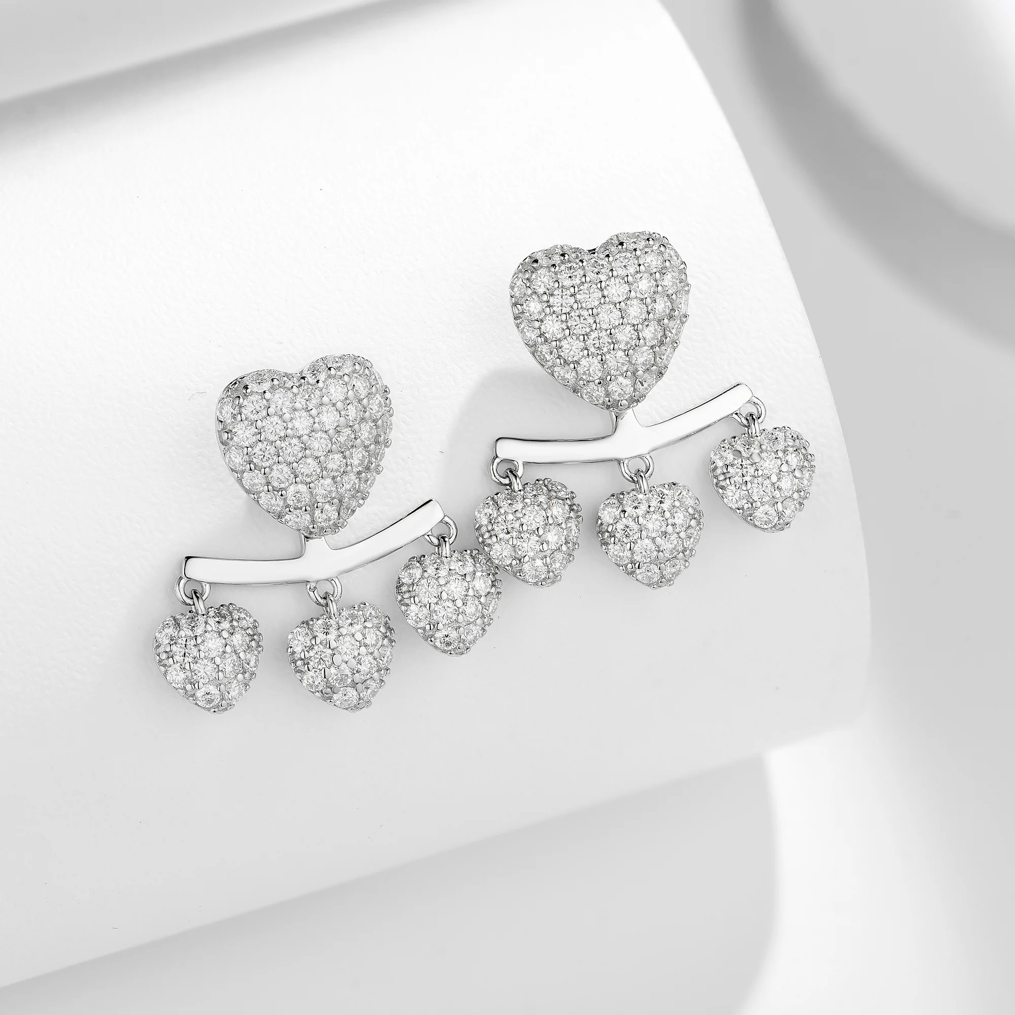 HEART MOISSANITE DANGLE DROP EARRINGS IN STERLING SILVER - Image 5
