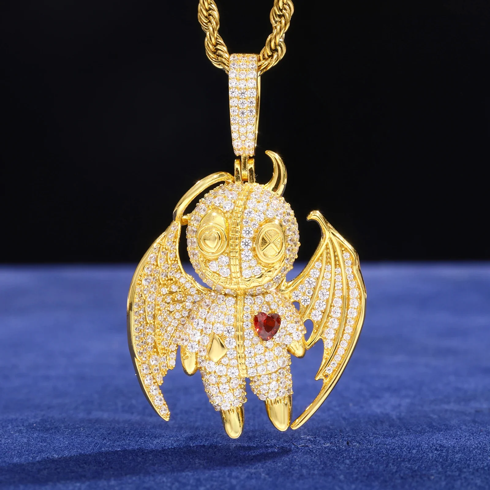HEAVEN & HELL MOISSANITE ANGEL DEVIL PENDANT IN STERLING SILVER - Image 4