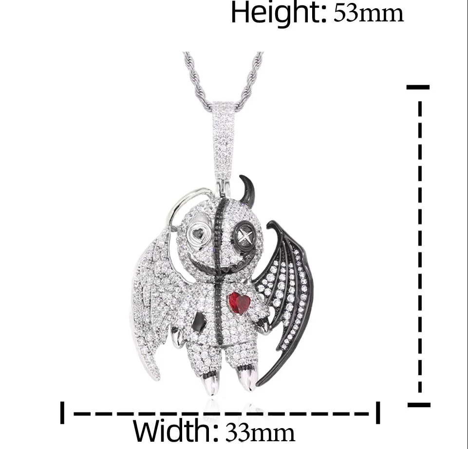 HEAVEN & HELL MOISSANITE ANGEL DEVIL PENDANT IN STERLING SILVER - Image 7