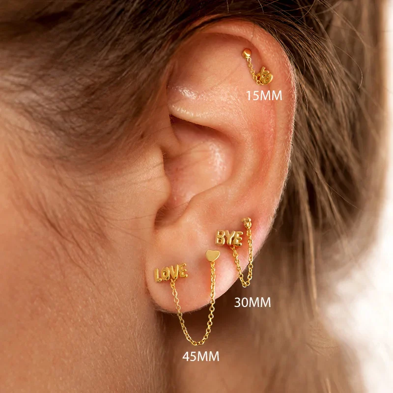 EAR PIERCING CHAIN IN SOLID GOLD - Image 3