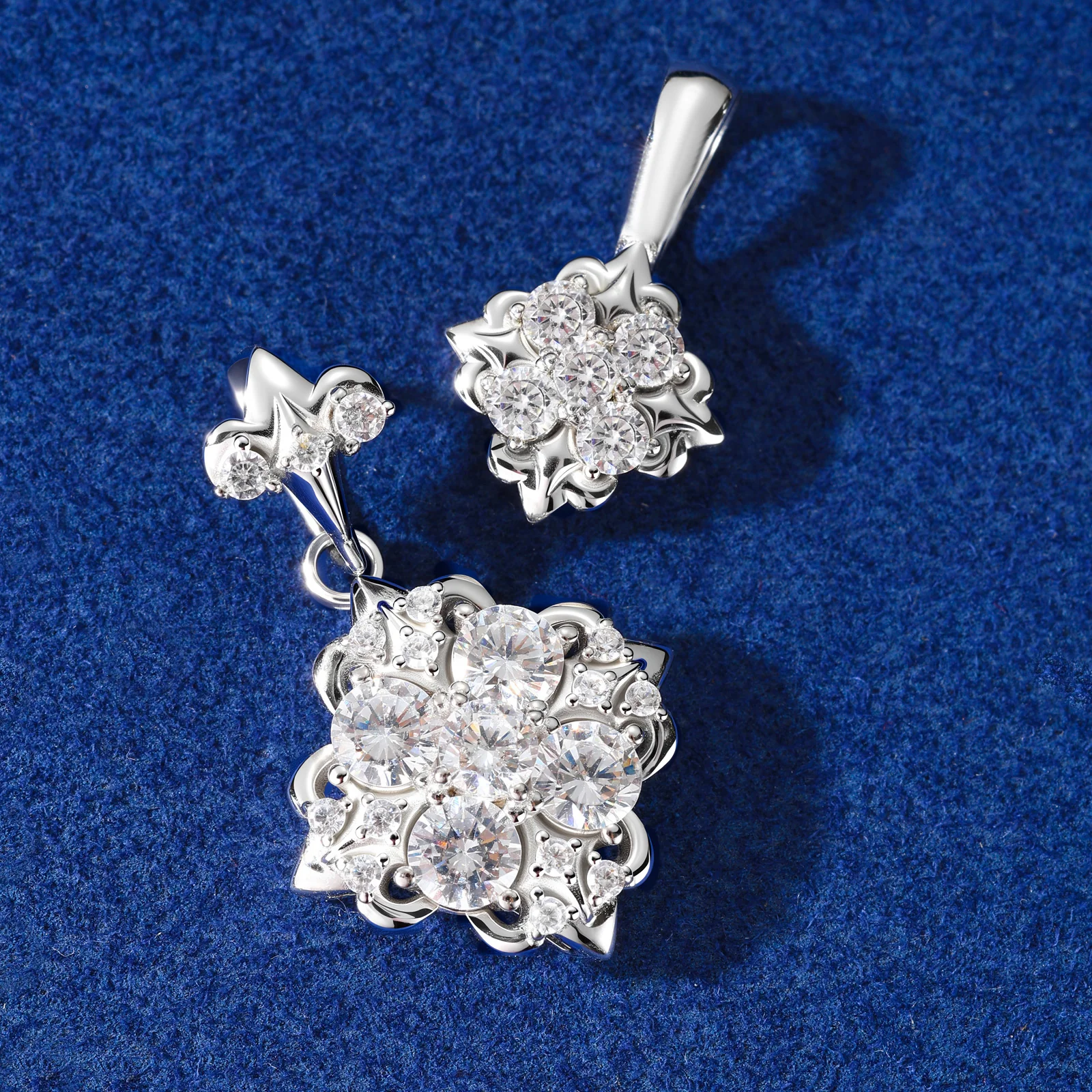 ICED OUT MOISSANITE DIAMOND IRIS PENDANT IN STERLING SILVER - Image 5