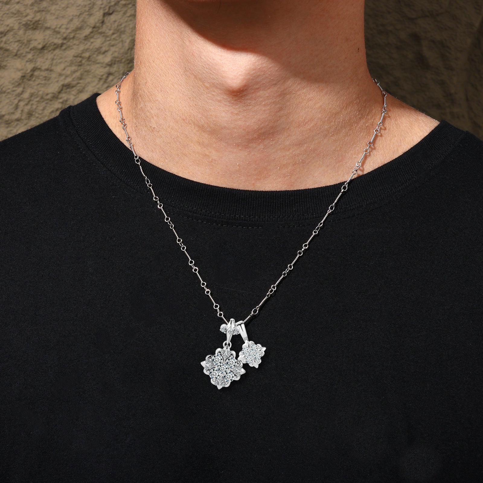 ICED OUT MOISSANITE DIAMOND IRIS PENDANT IN STERLING SILVER - Image 6