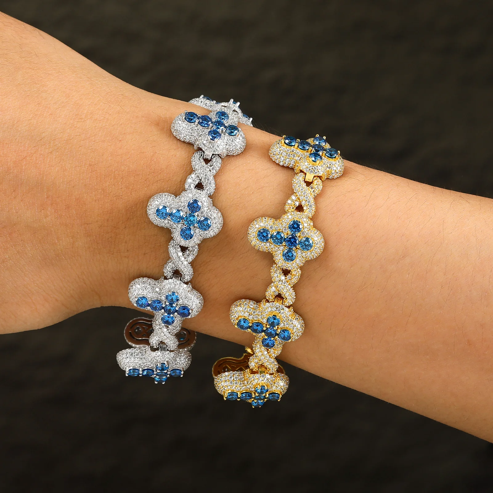 ICED OUT MOISSANITE INFINITE CROSS BRACELET IN STERLING SILVER - Image 5