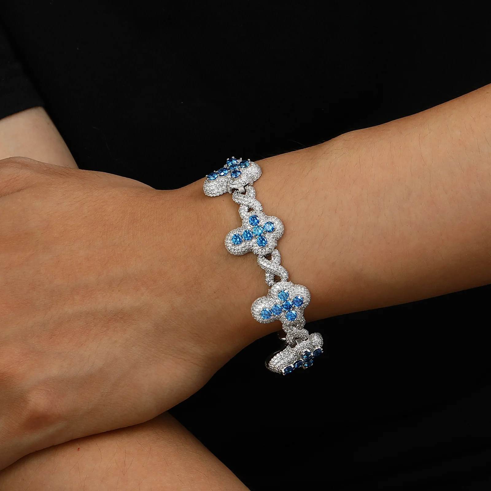 ICED OUT MOISSANITE INFINITE CROSS BRACELET IN STERLING SILVER - Image 6