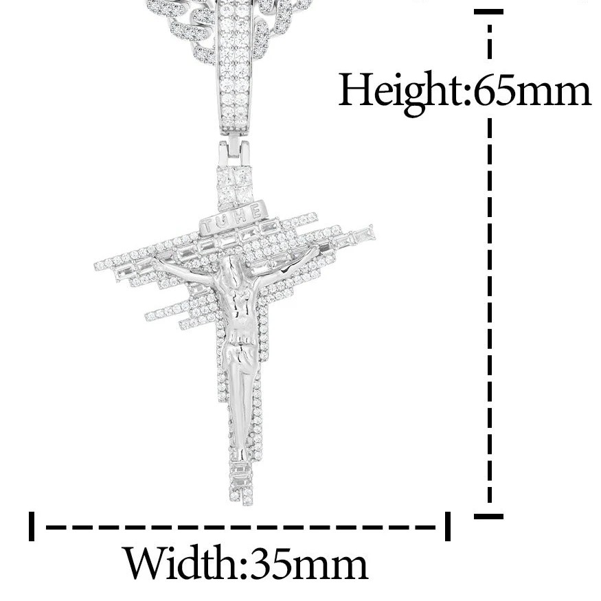 ICED OUT MOISSANITE JESUS CROSS PENDANT IN STERLING SILVER - Image 10