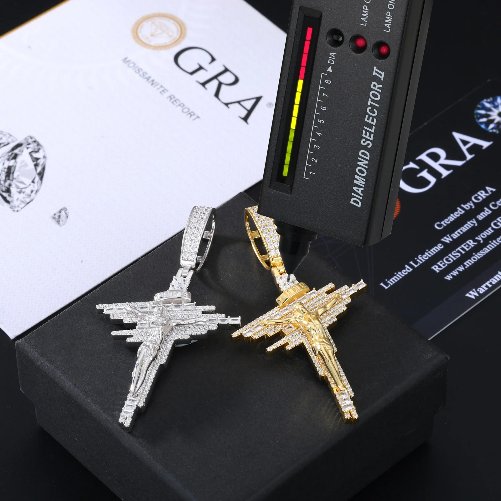 ICED OUT MOISSANITE JESUS CROSS PENDANT IN STERLING SILVER - Image 9
