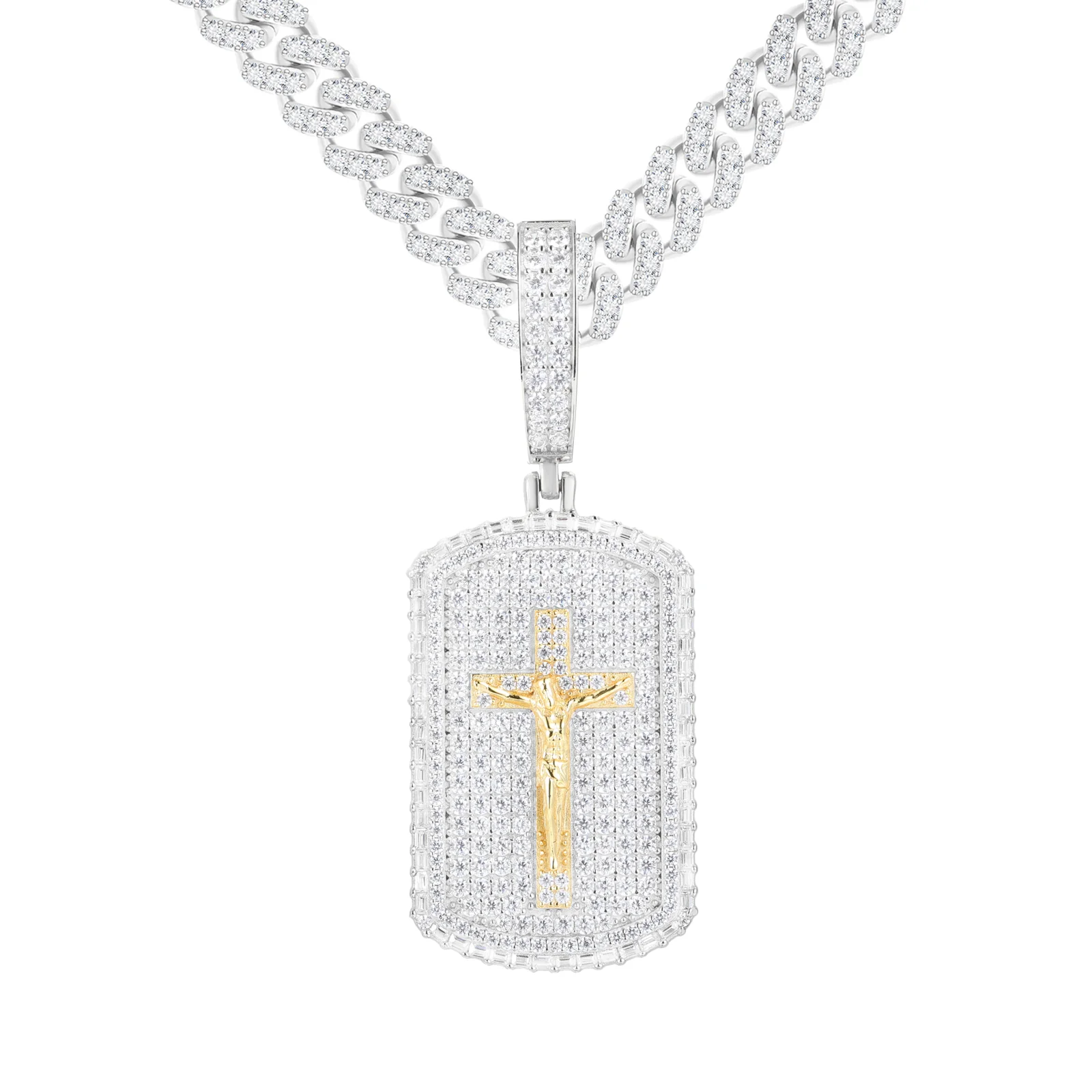 ICED OUT MOISSANITE JESUS TAG PENDANT IN STERLING SILVER - Image 10