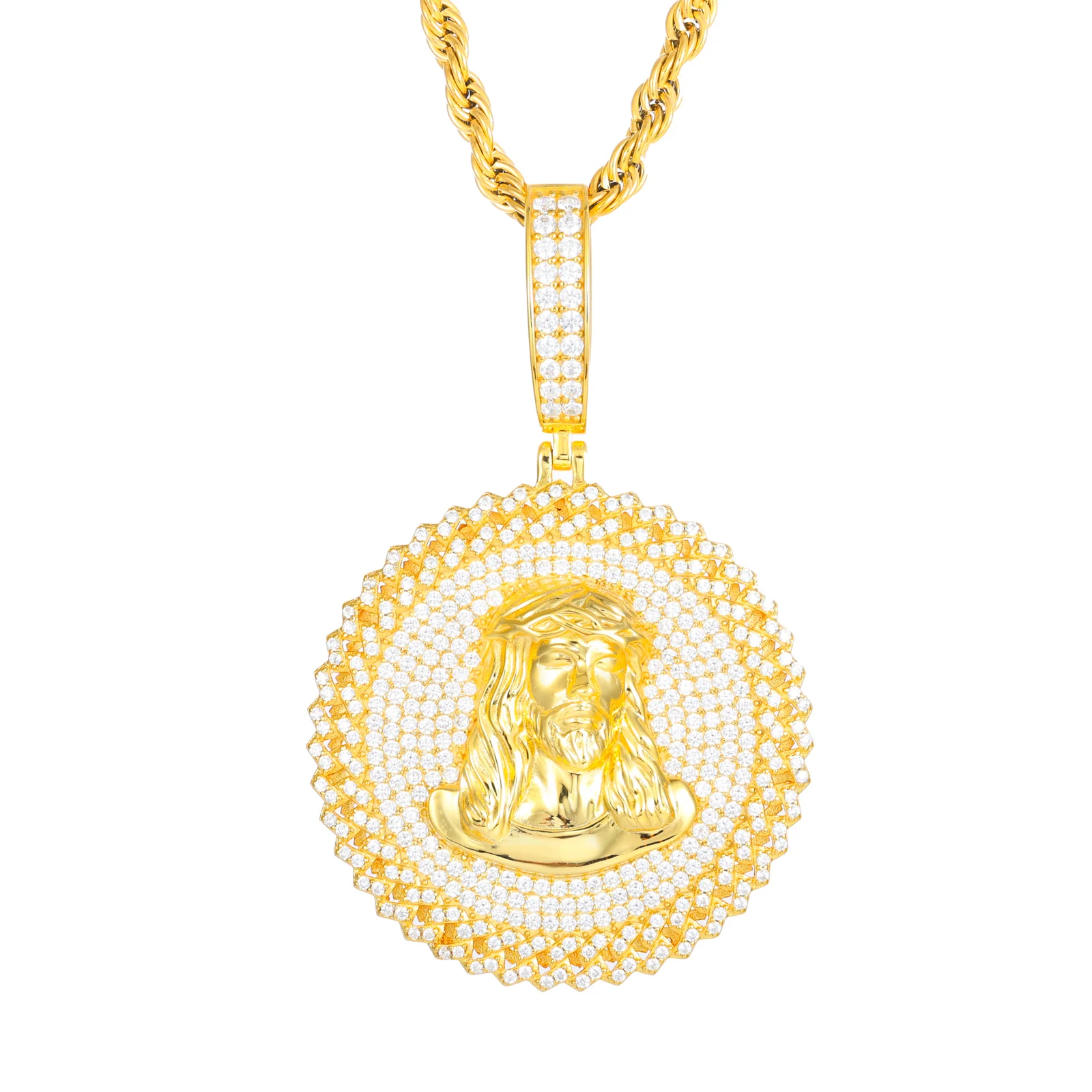 ICED OUT MOISSANITE JESUS TAG PENDANT IN STERLING SILVER - Image 11