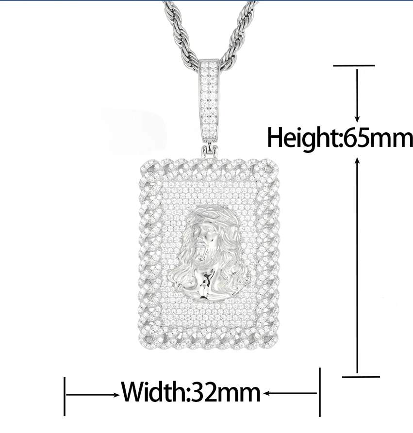 ICED OUT MOISSANITE JESUS TAG PENDANT IN STERLING SILVER - Image 12