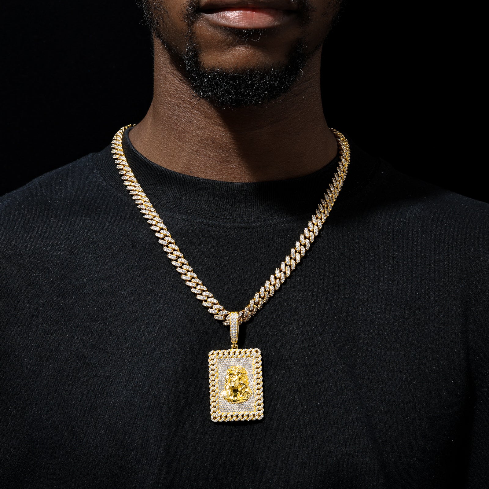ICED OUT MOISSANITE JESUS TAG PENDANT IN STERLING SILVER - Image 2
