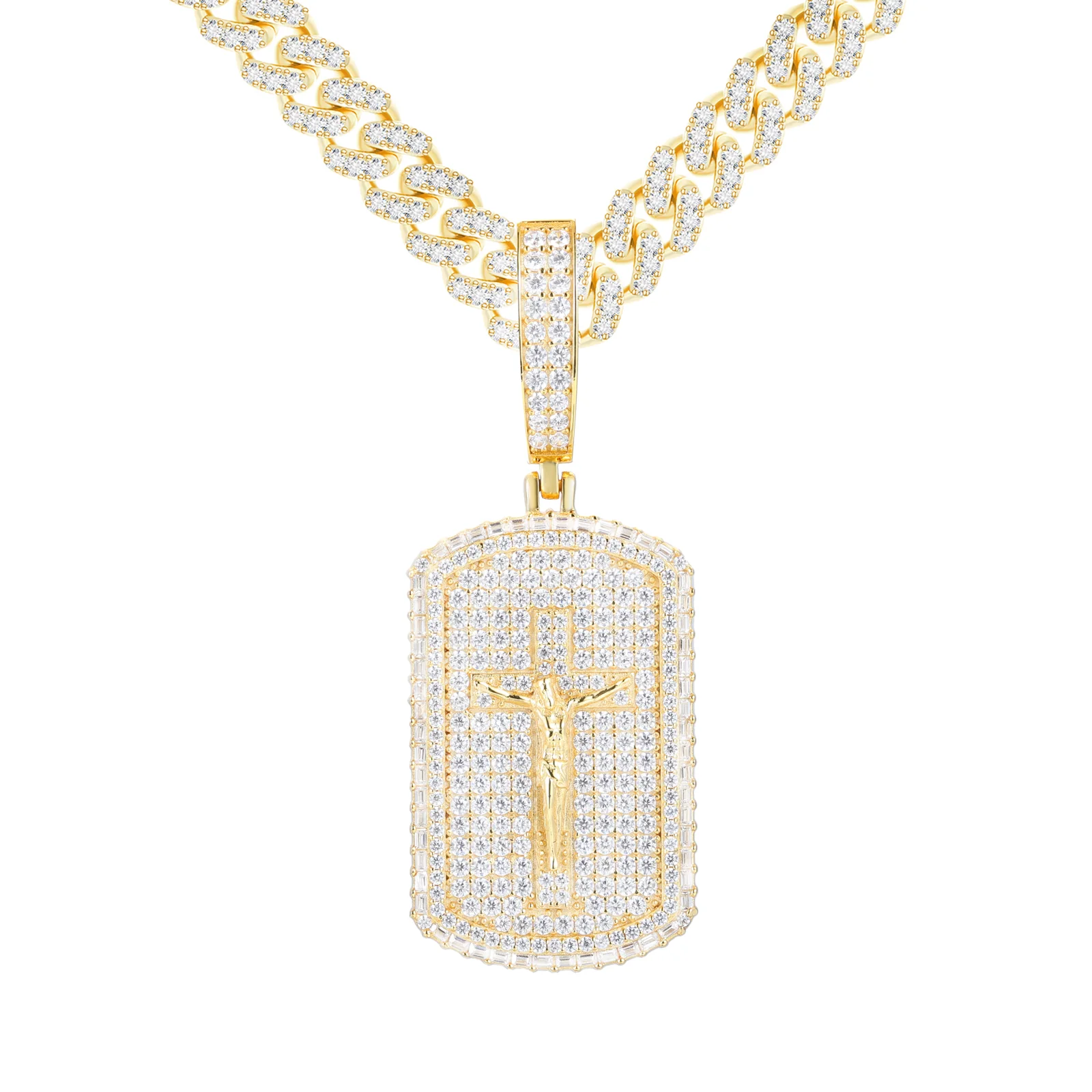 ICED OUT MOISSANITE JESUS TAG PENDANT IN STERLING SILVER - Image 9