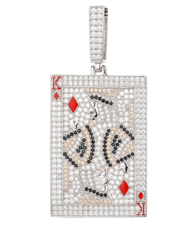ICED OUT MOISSANITE KING POKER PENDANT IN STERLING SILVER - Image 6