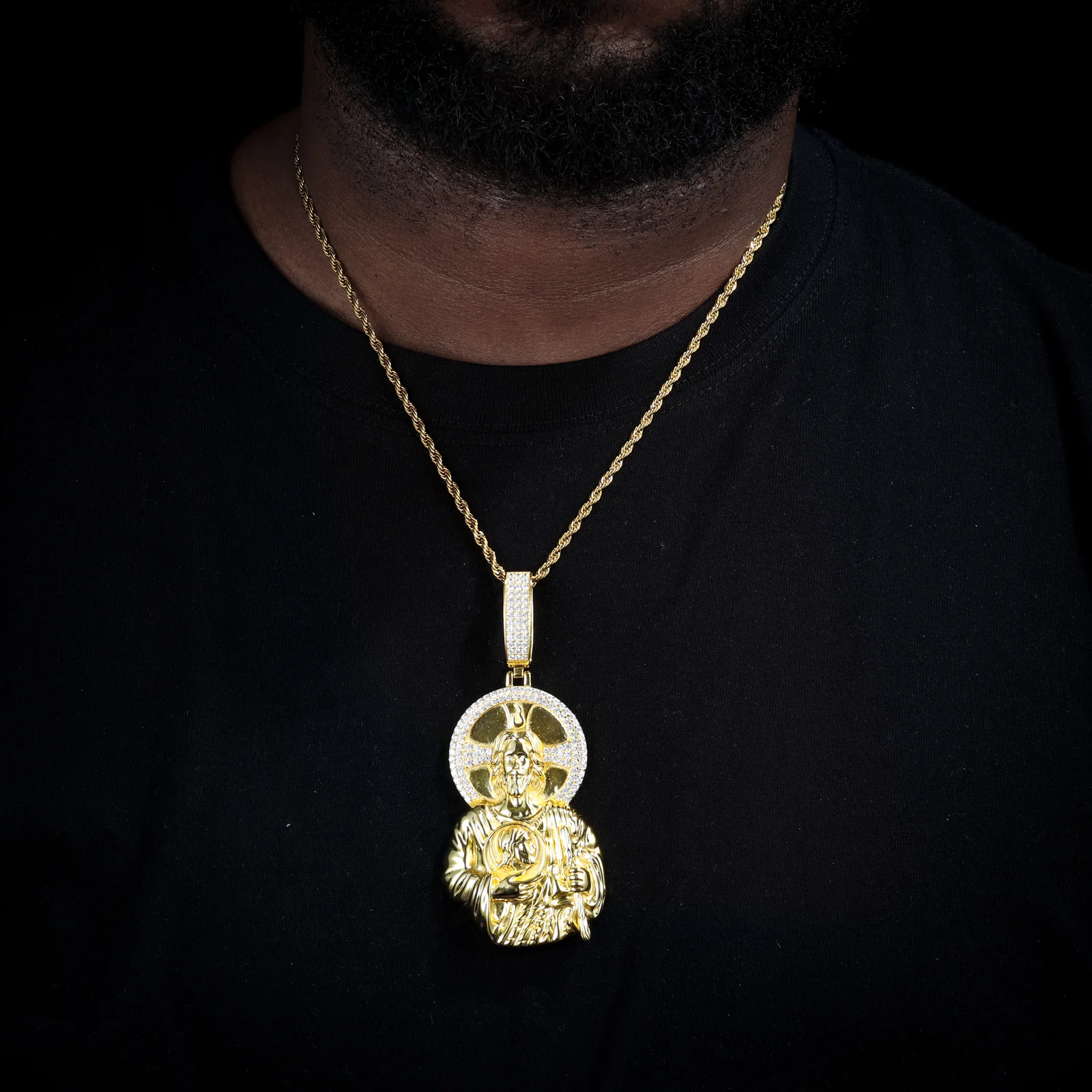 ICED OUT MOISSANITE SAINT JUDE PENDANT IN STERLING SILVER - Image 3