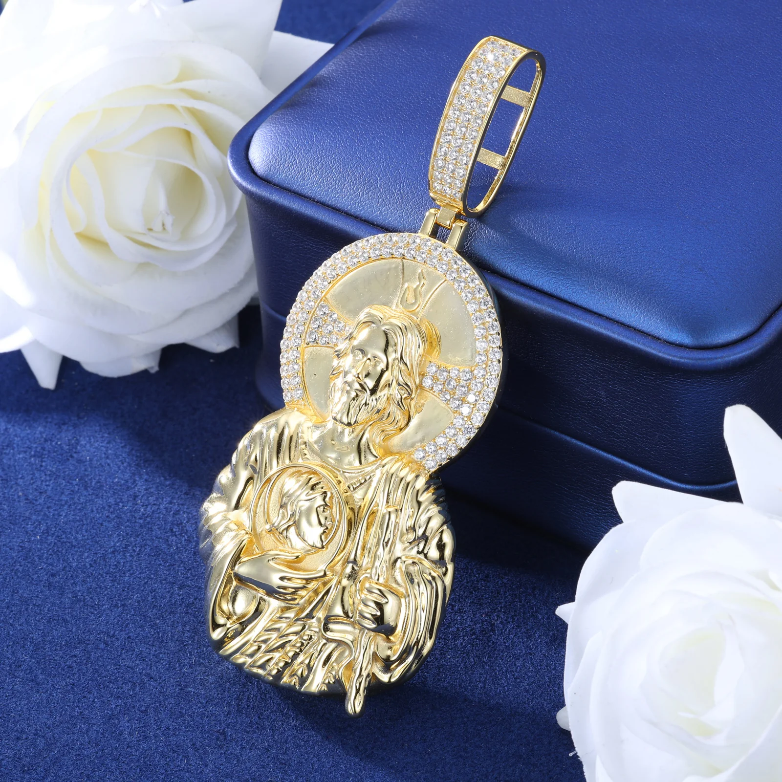 ICED OUT MOISSANITE SAINT JUDE PENDANT IN STERLING SILVER - Image 4