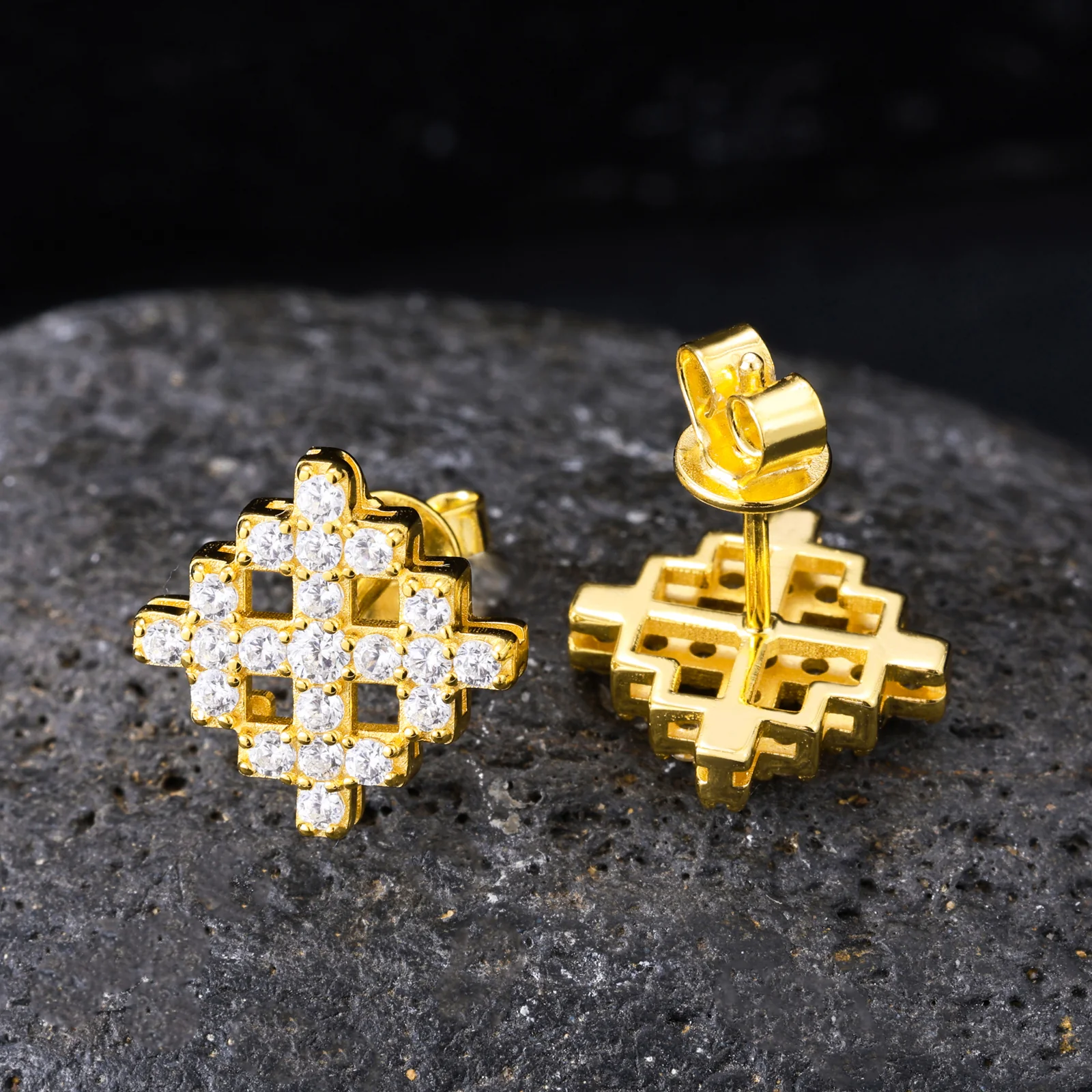 ICED OUT MOISSANITE SNOWFLAKE EARRINGS IN STERLING SILVER - Image 3