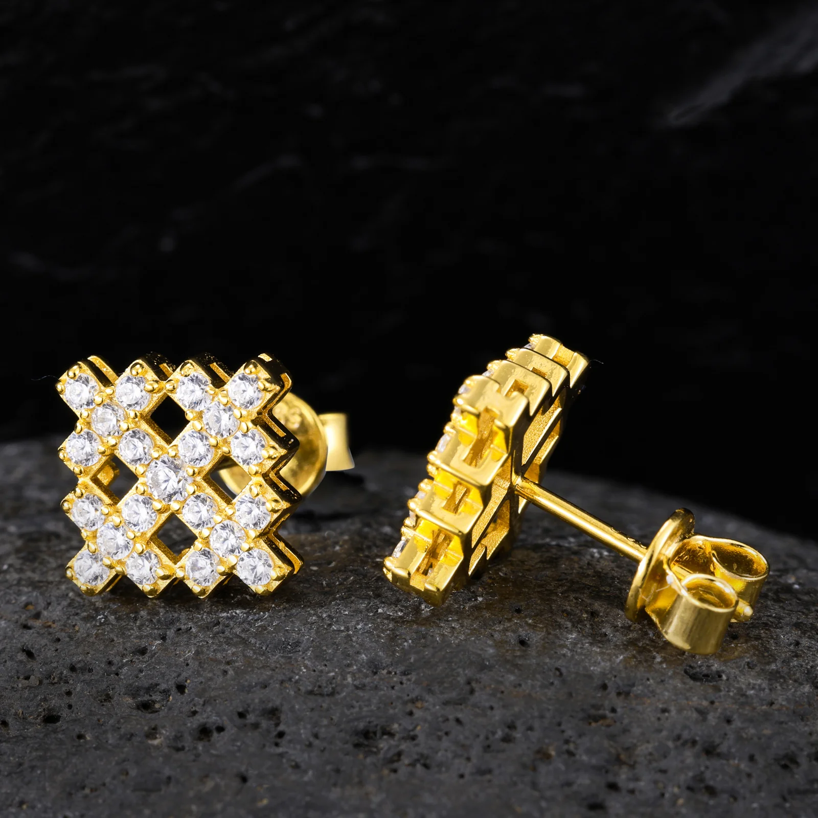 ICED OUT MOISSANITE SNOWFLAKE EARRINGS IN STERLING SILVER - Image 4