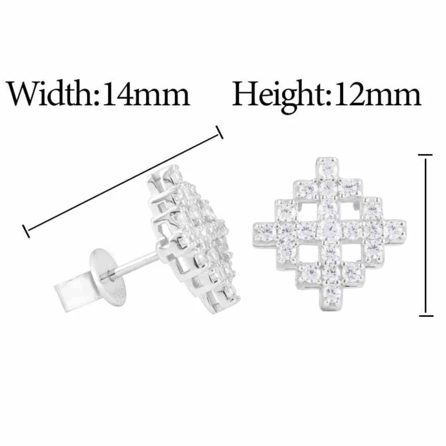 ICED OUT MOISSANITE SNOWFLAKE EARRINGS IN STERLING SILVER - Image 6