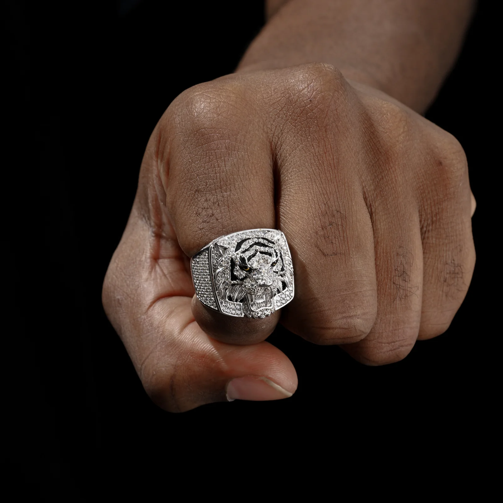 ICED OUT MOISSANITE TIGER RING IN STERLING SILVER - Image 2