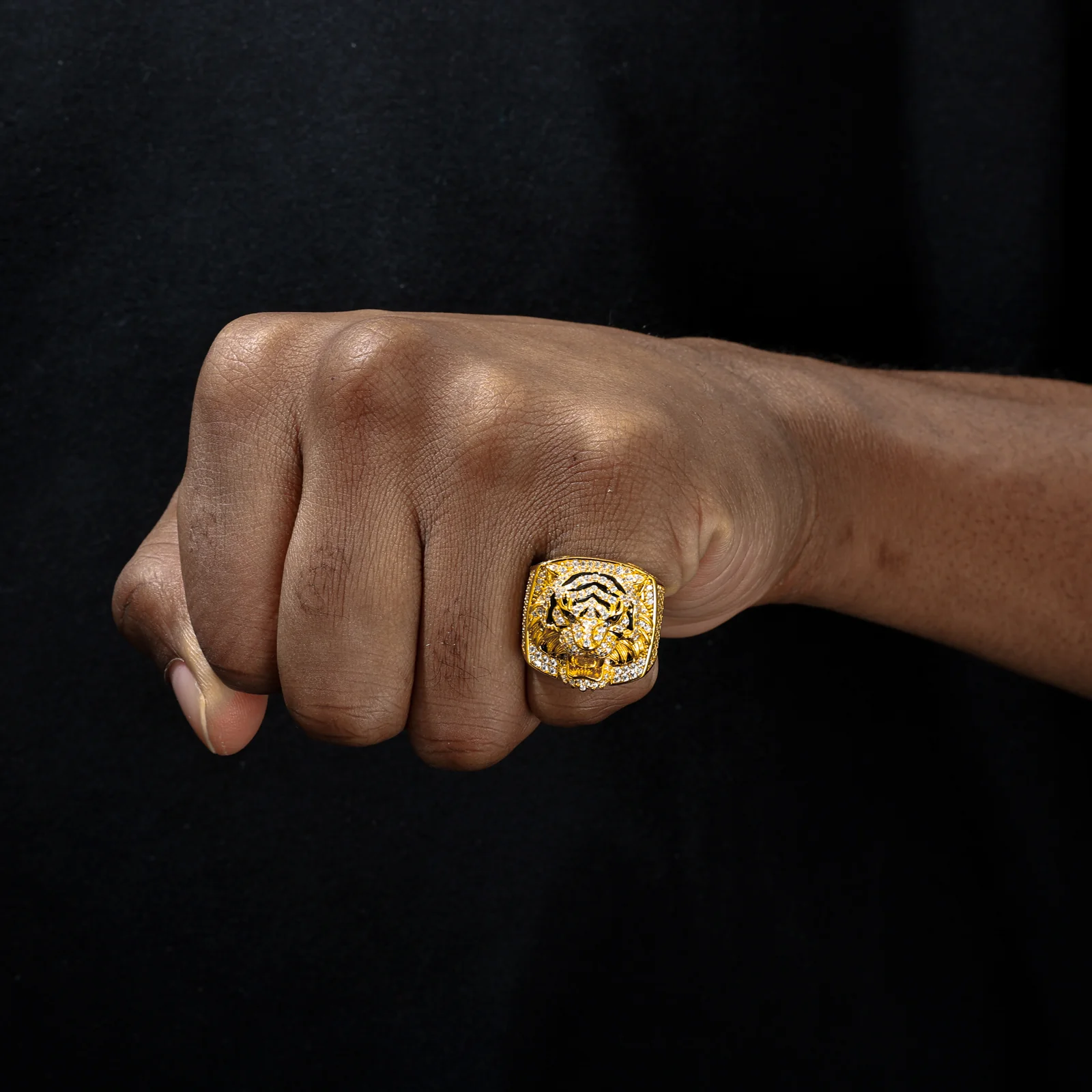 ICED OUT MOISSANITE TIGER RING IN STERLING SILVER - Image 4