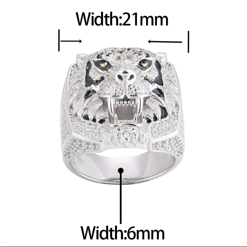 ICED OUT MOISSANITE TIGER RING IN STERLING SILVER - Image 6