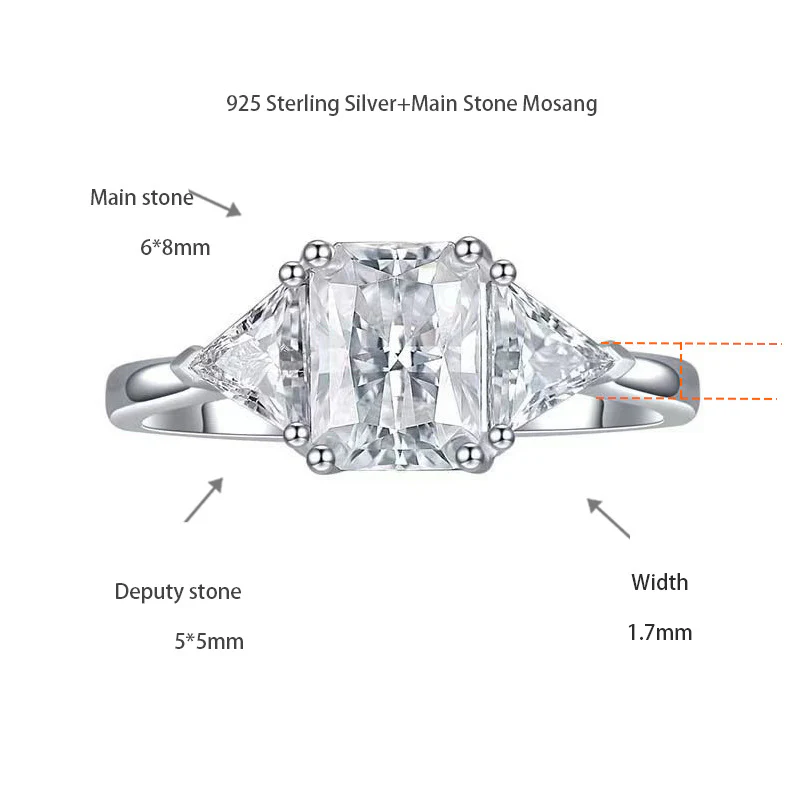 IE0008 PRINCESS CUT MOISSANITE DIAMOND RING IN STERLING SILVER - Image 6