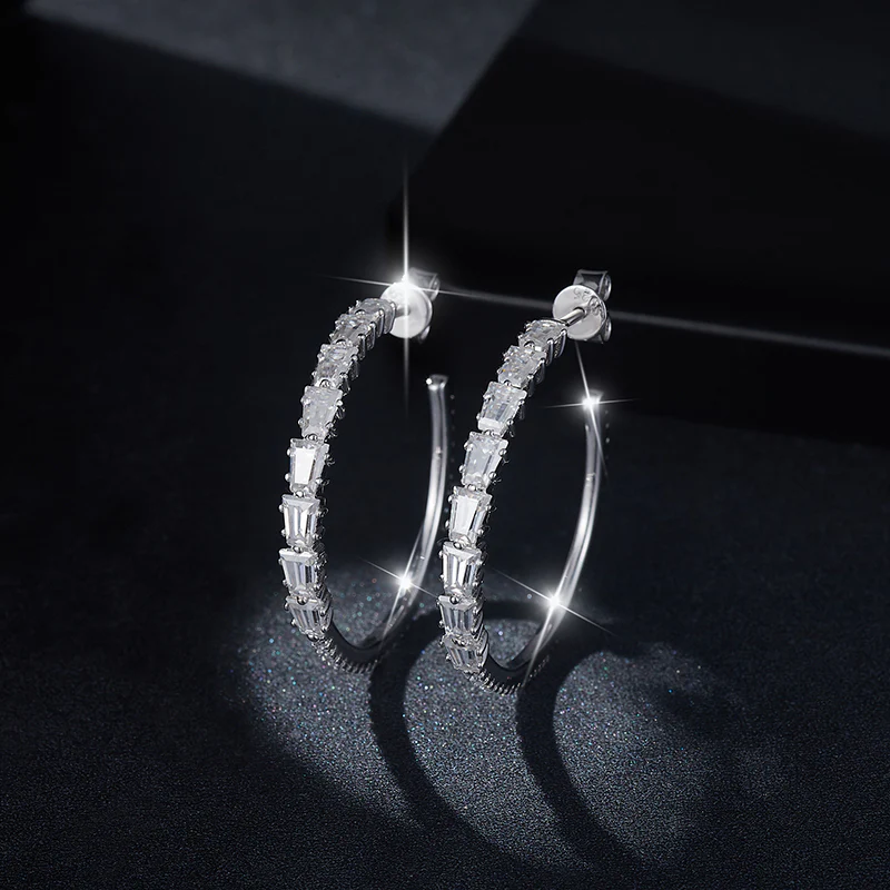 IE00101 MOISSANITE HOOP EARRING IN STERLING SILVER - Image 2