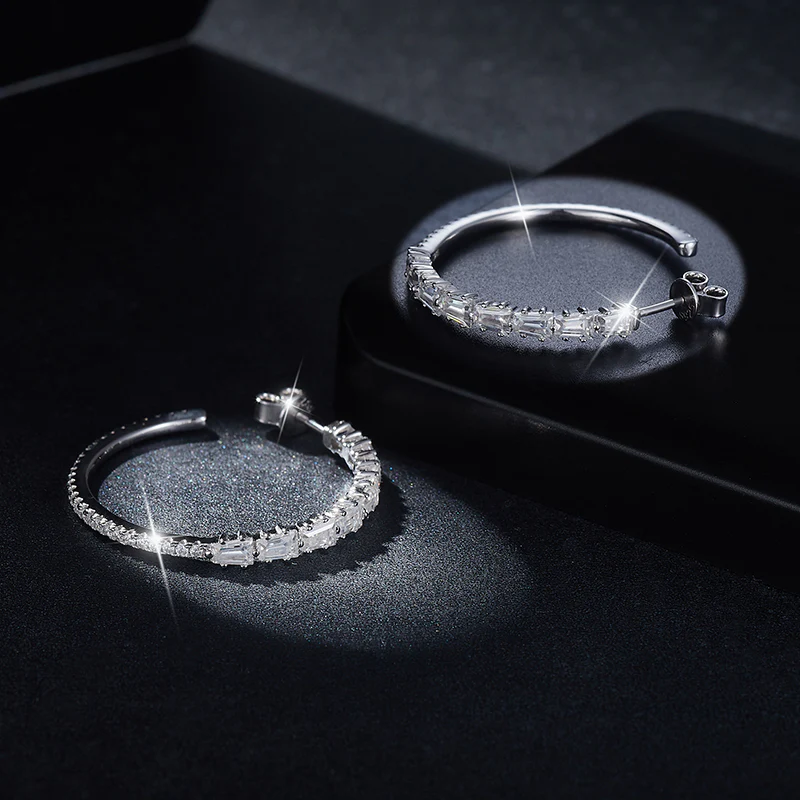 IE00101 MOISSANITE HOOP EARRING IN STERLING SILVER - Image 3