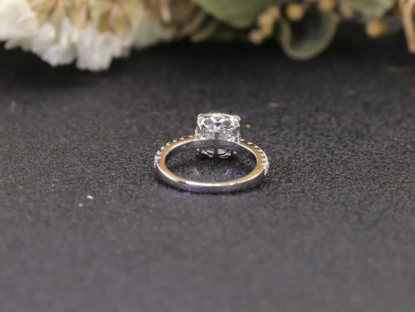 IE0011 CUSHION CUT MOISSANITE ENGANGEMENT RING IN STERLING SILVER - Image 3