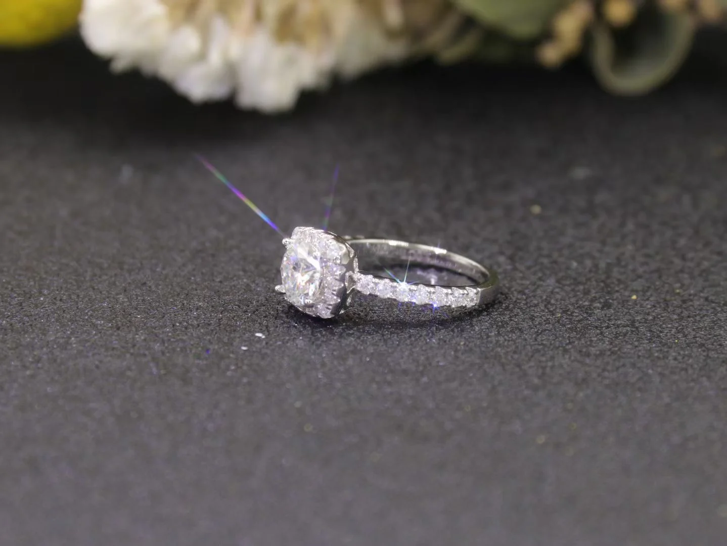 IE0011 CUSHION CUT MOISSANITE ENGANGEMENT RING IN STERLING SILVER - Image 5
