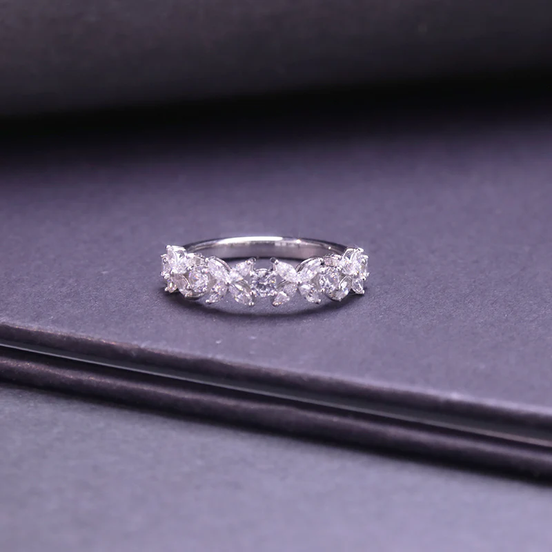 IE00131 MARQUISE CUT 3X6MM MOISSANITE DIAMOND RING IN STERLING SILVER - Image 3