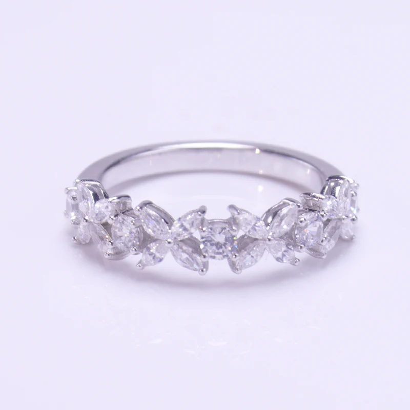 IE00131 MARQUISE CUT 3X6MM MOISSANITE DIAMOND RING IN STERLING SILVER - Image 5