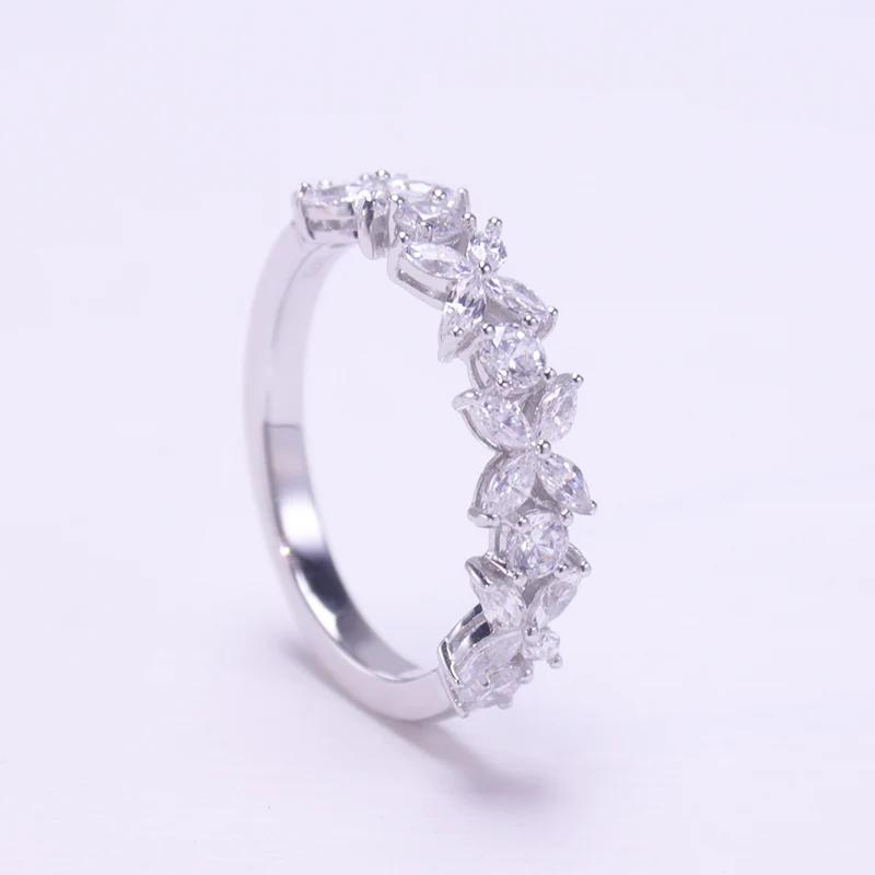 IE00131 MARQUISE CUT 3X6MM MOISSANITE DIAMOND RING IN STERLING SILVER - Image 6