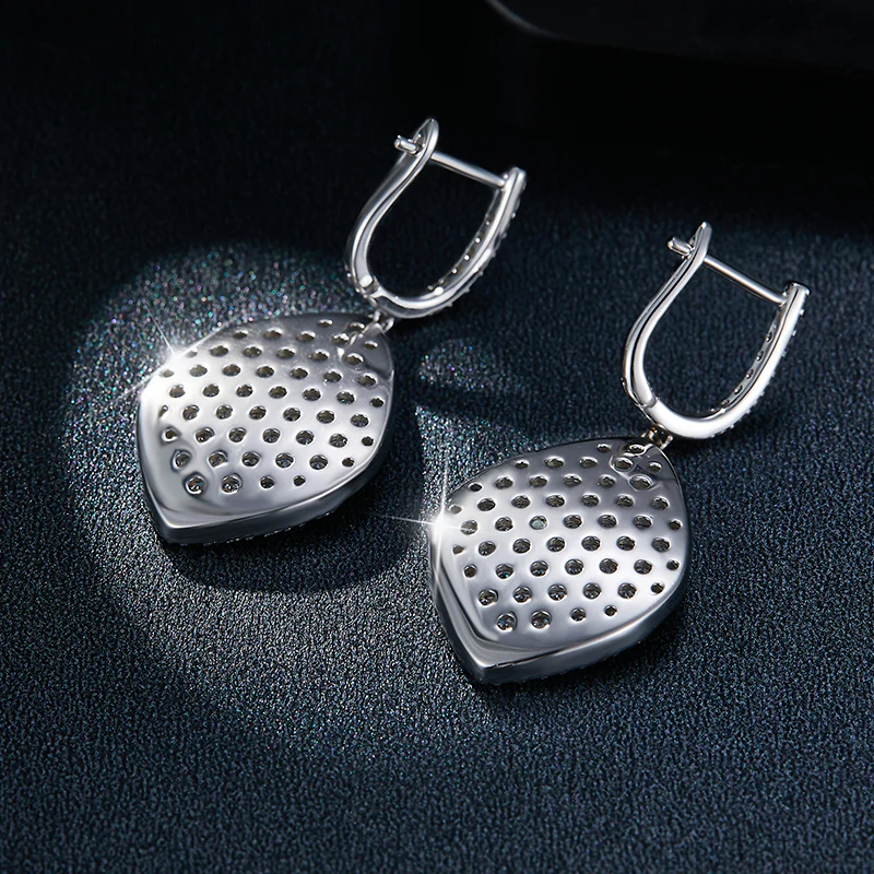 IE00196 MOISSANITE LEAF HOOP EARRINGS IN STERLING SILVER - Image 4