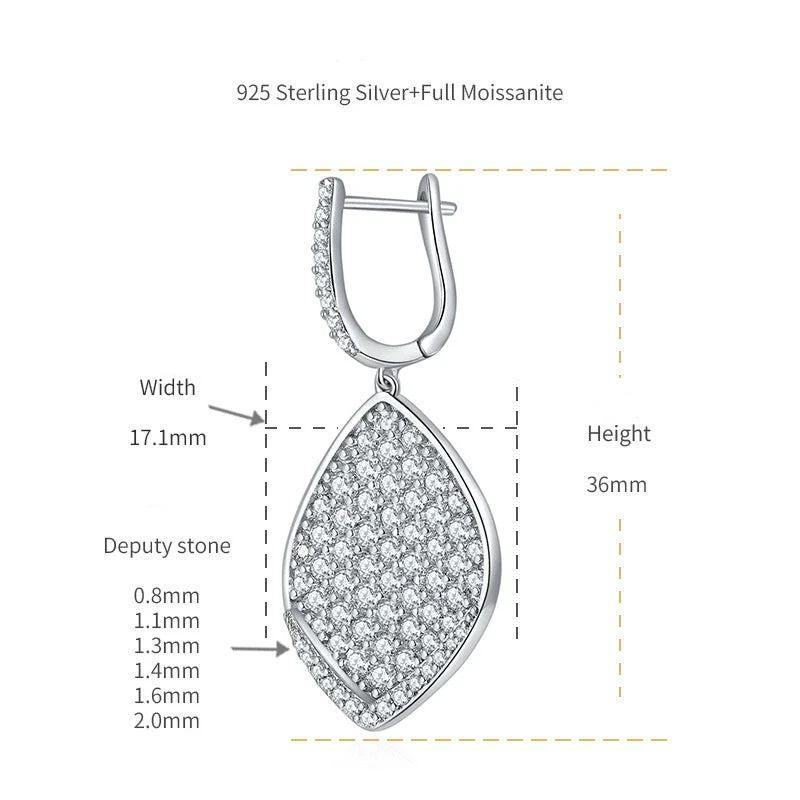IE00196 MOISSANITE LEAF HOOP EARRINGS IN STERLING SILVER - Image 5