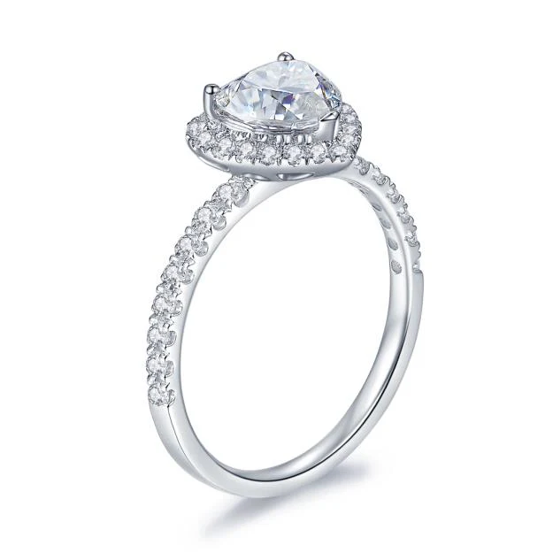 IE00198 HEART CUT MOISSANITE ENGANGEMENT RING IN STERLING SILVER - Image 3