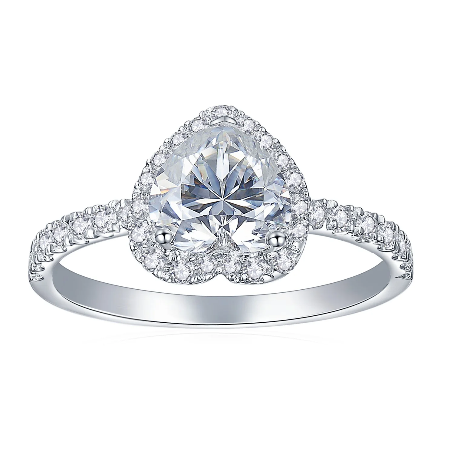 IE00198 HEART CUT MOISSANITE ENGANGEMENT RING IN STERLING SILVER - Image 4