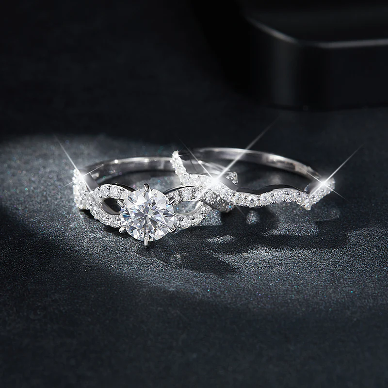 IE00220 ROUND CUT FLOWER MOISSANITE ENGAGEMENT IN STERLING SILVER - Image 3