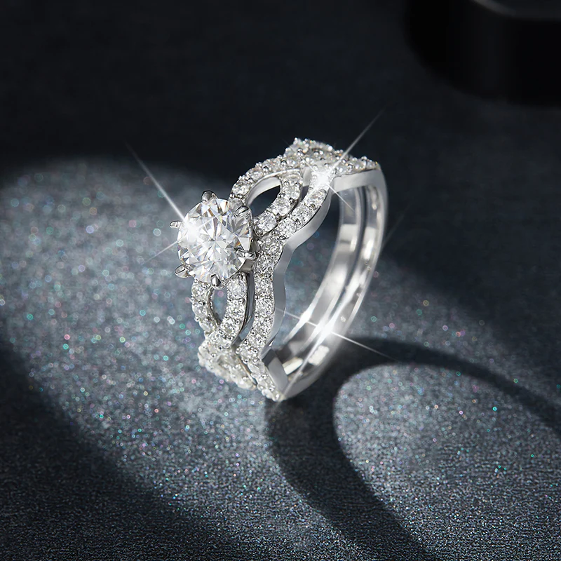 IE00220 ROUND CUT FLOWER MOISSANITE ENGAGEMENT IN STERLING SILVER - Image 5