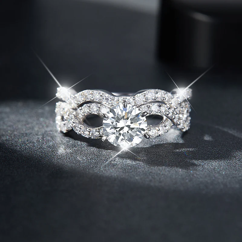 IE00220 ROUND CUT FLOWER MOISSANITE ENGAGEMENT IN STERLING SILVER - Image 6