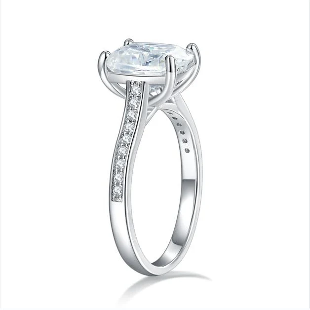IE00235 CUSHION CUT 9X7MM MOISSANITE DIAMOND RING IN STERLING SILVER - Image 4
