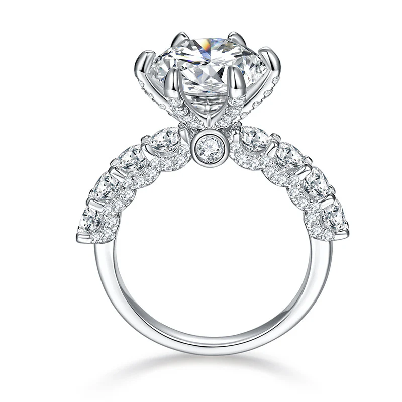 IE00238 3CT PORTUGUESE ROUND CUT MOISSANITE RING IN STERLING SILVER - Image 4