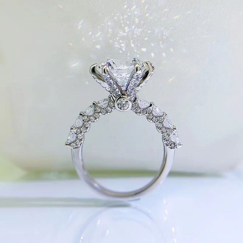 IE00238 3CT PORTUGUESE ROUND CUT MOISSANITE RING IN STERLING SILVER - Image 5