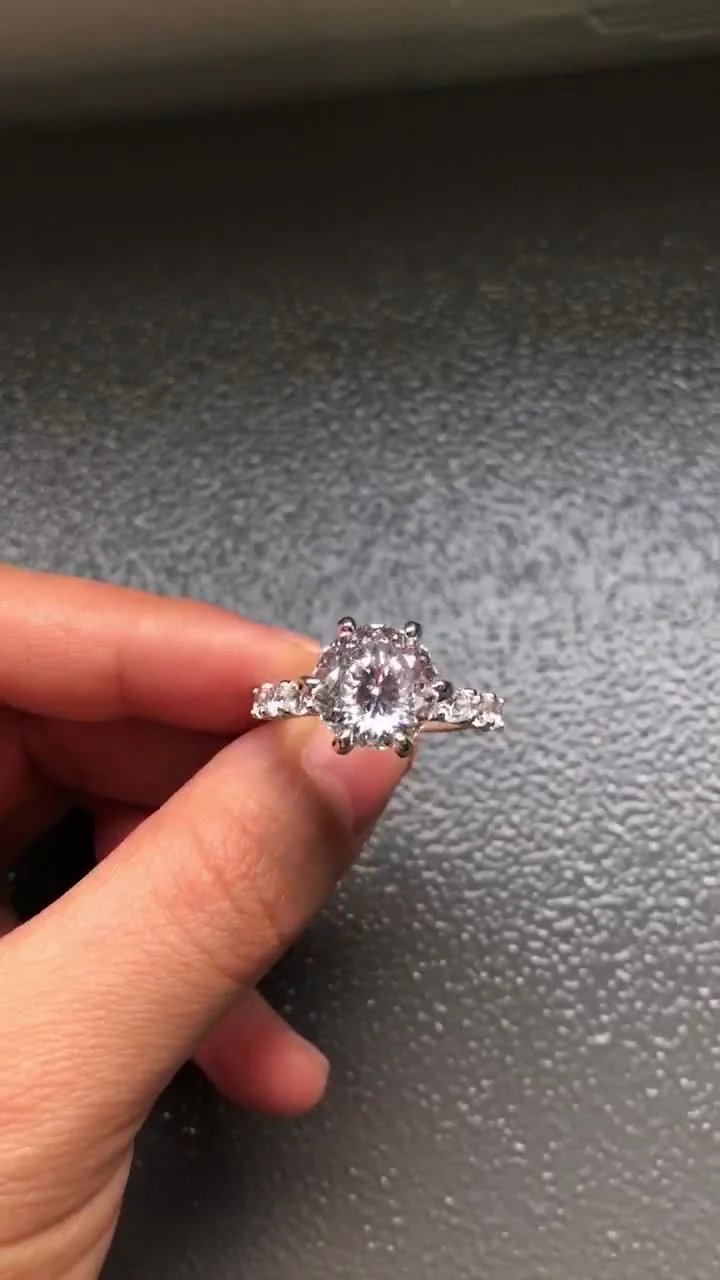 IE00238 3CT PORTUGUESE ROUND CUT MOISSANITE RING IN STERLING SILVER - Image 6