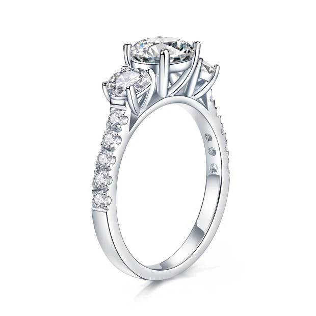 IE00247 6.5MM MOISSANITE DIAMOND ROUND ETERNITY BAND RING IN STERLING SILVER - Image 4