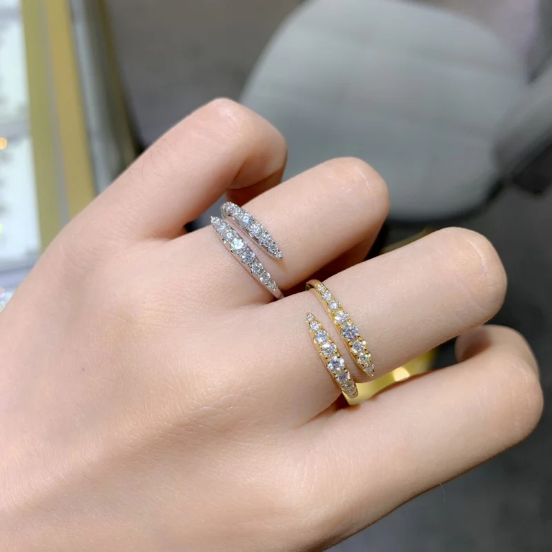 IE00256 MOISSANITE DIAMOND PYTHON LOOP RING IN STERLING SILVER - Image 5