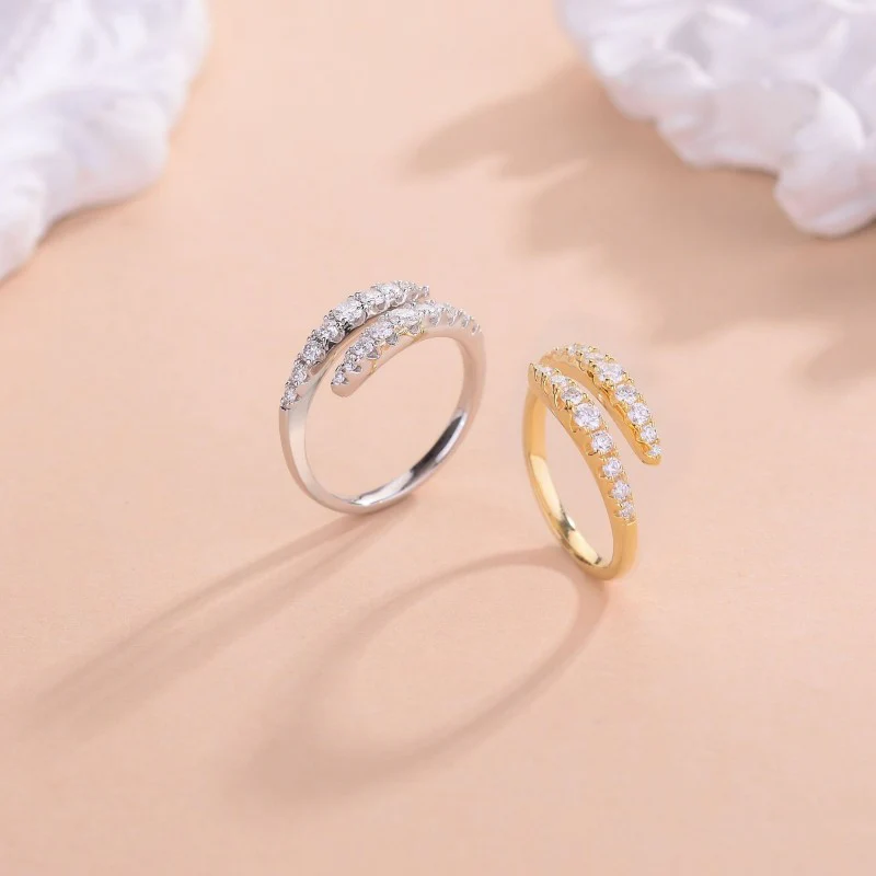 IE00256 MOISSANITE DIAMOND PYTHON LOOP RING IN STERLING SILVER - Image 6