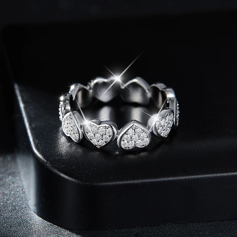 IE00258 MOISSANITE DIAMOND HEART INFINITY RING IN STERLING SILVER - Image 3